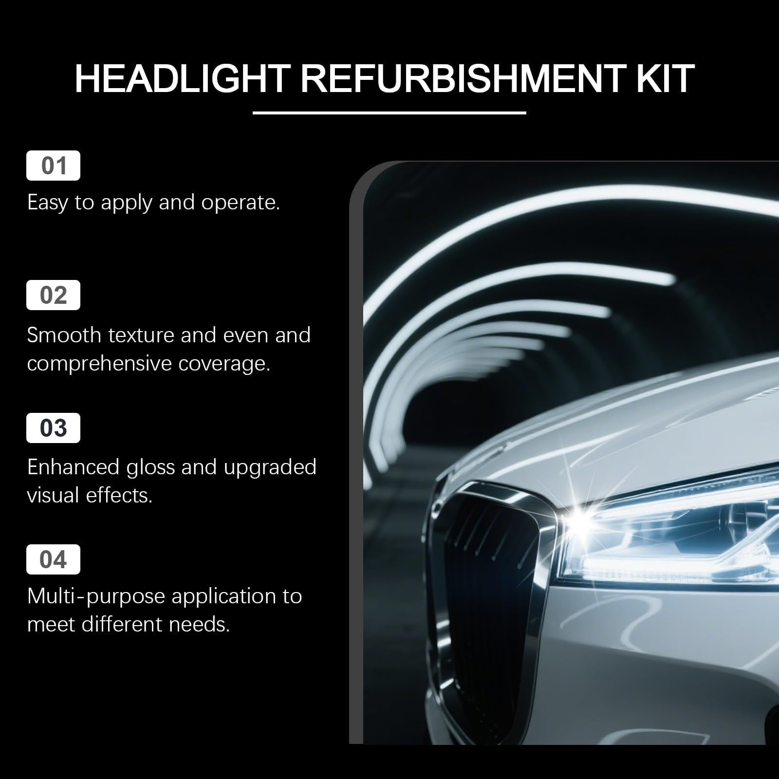 Tooporte Headlight Cleaner - Automotive Headlamp Restoration Fluid Kit, Pro Headlight Rejuvenator Kit with Keep Clear Headlight Coating, Instant Oxidation Removal for Yellowing Cloudy (2 Set)
