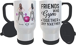 Best Friends Travel Mug, Gym Friends Custom Travel Mug, Personalised Friends Thermos Mug, Workout Friends Travel Mug, Custom Thermal Mug