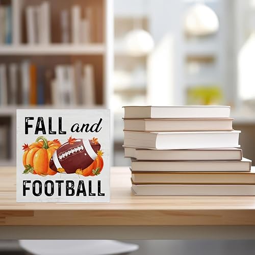 Miniatura 5 de Letrero cuadrado de madera de otoño, decoración del hogar, otoño y fútbol, letrero cuadrado de madera, decoración de escritorio, calabazas de otoño,