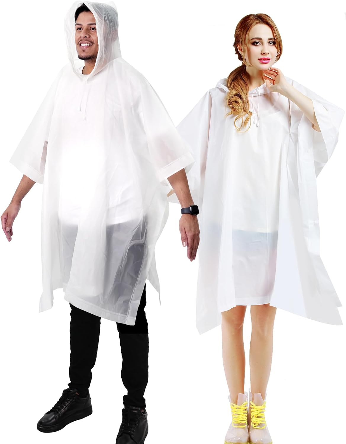 ANYOO Rain Ponchos for Adult Emergency Raincoats Reusable Hooded Rain Jackets for Men Women(2 pack)