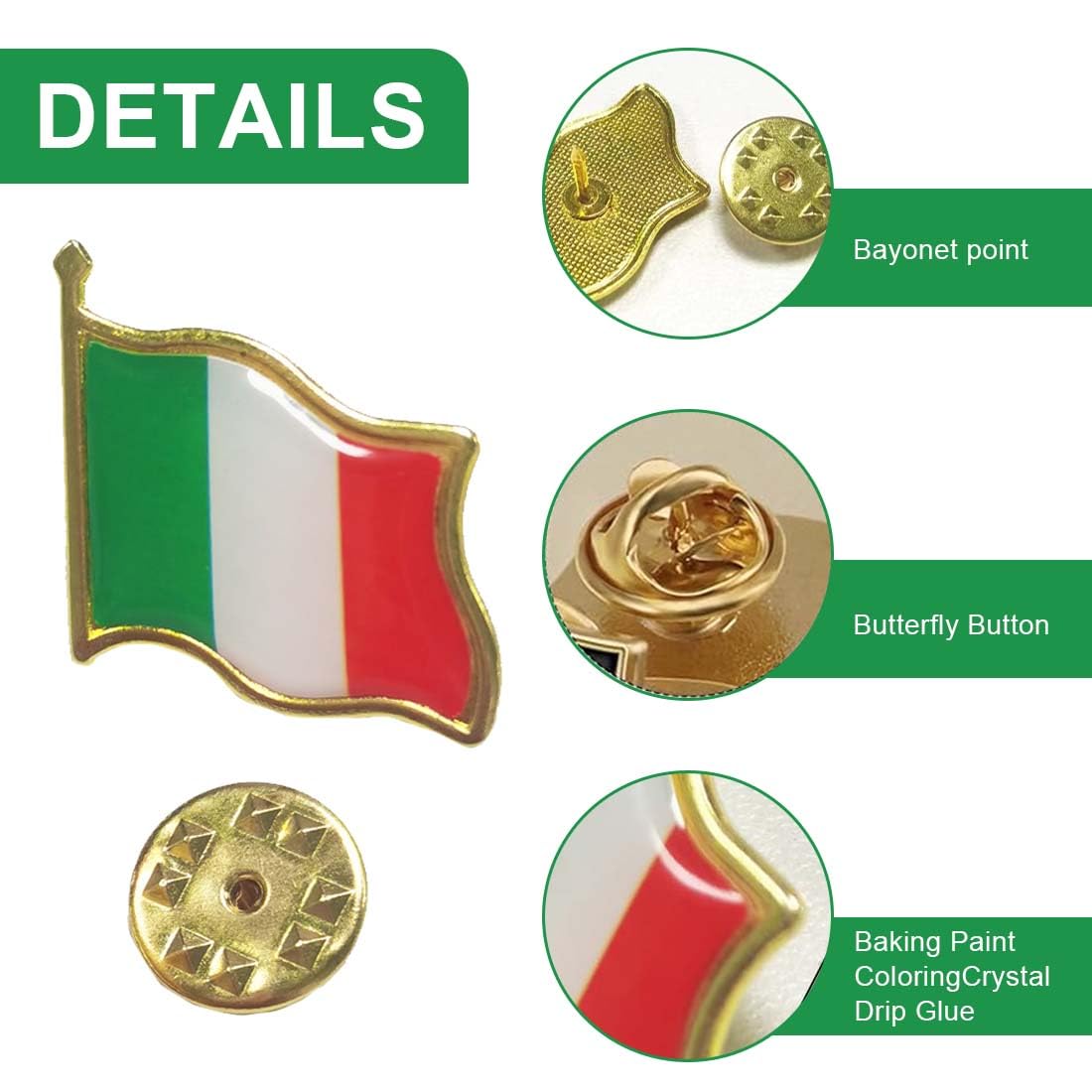 20 PCS UOMO Perno Dell'occhio Dell'ago Spilla Da Bavero Bucato EUR 9,33