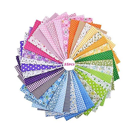 Czemo Patchwork Tissu Lot de 35 pièces 25cm x 25cm Mixtes Textile Tissu Carrés en Coton Imprimé Textiles pour DIY Patchwork Bricolage Artisanat Couture Vêtements Quilting