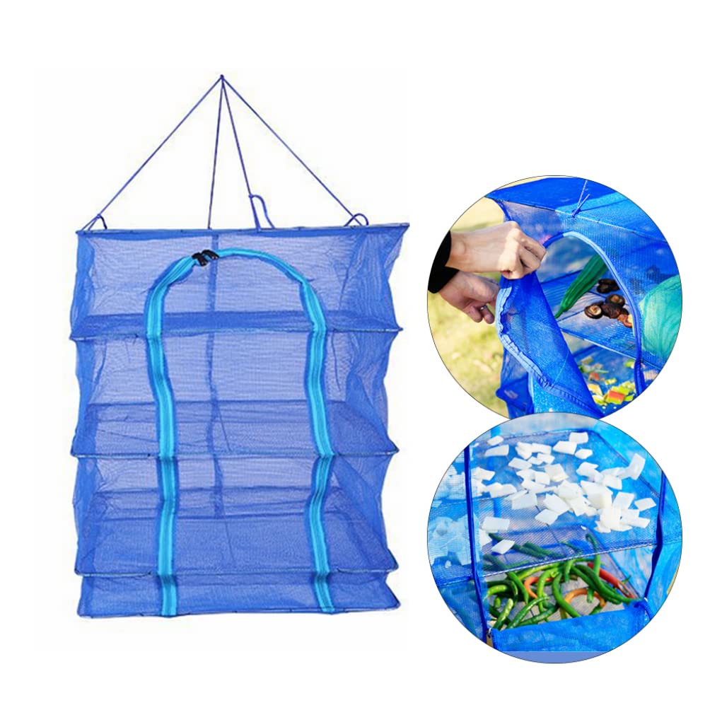 4 strati asciugabili pieghevoli piatti di pesce vegetale in rete verdure a secco a secco, 35 * 35 * 65 cm Piccolo di stoccaggio di verdure per per la stagno di pesca da pesca Pro Pro
