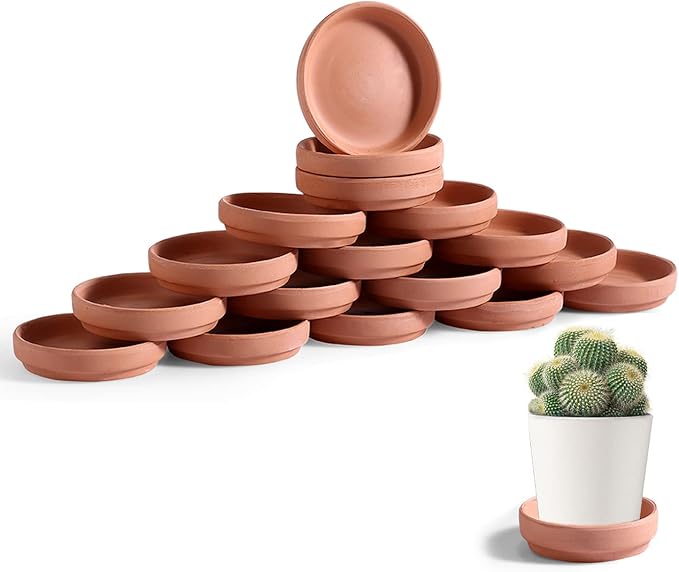 Kosrtuny 18pcs 3.5Inch Small Terra Cotta Saucer Terracotta
