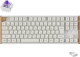 Keychron K8 HE QMK Wireless Gaming Custom Mechanical Keyboard, JIS Layout, 2.4 GHz, Bluetooth, Wired Compatible, Hot Swap Compatible, Programmable, RGB Backlight, Gateron Magnetic Switch, Mac, Windows, Aluminum + Wood Frame, White