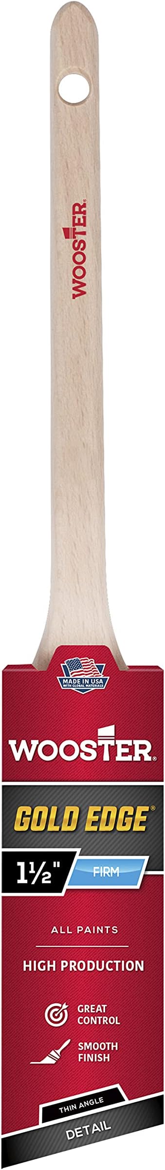 Wooster Gold Edge 1.5" Semi-Oval Angle Sash Paint Brush - Chemically Tipped Polyester Filaments - View #6
