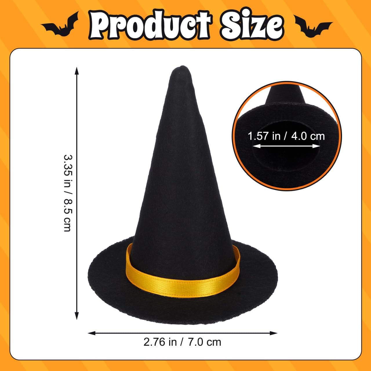 BESTOYARD 10 Pcs Mini Witch Hats for Crafts, Small Black Felt Decorations | 2.55 Inch Halloween Party Decorations, Wine Bottle Toppers for DIY Crafts, Cosplay, Hair Accessories and Table Centerpieces
