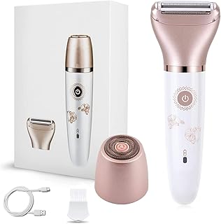 Electric Razors for Women , Painless 2-in-1 Shaver for Women Hair Remover for Face,Bikini Trimmer,Easy to Carry Cordless, Rechargeable Wet and Dry Women Razorï¼ŒHead Can be Replaced(Rose Gold)