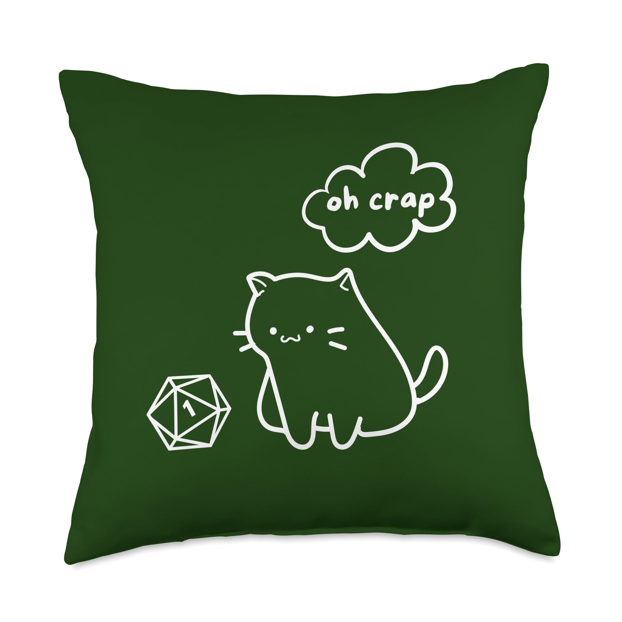 Oh crap funny Cat playing with dice Throw Pillow