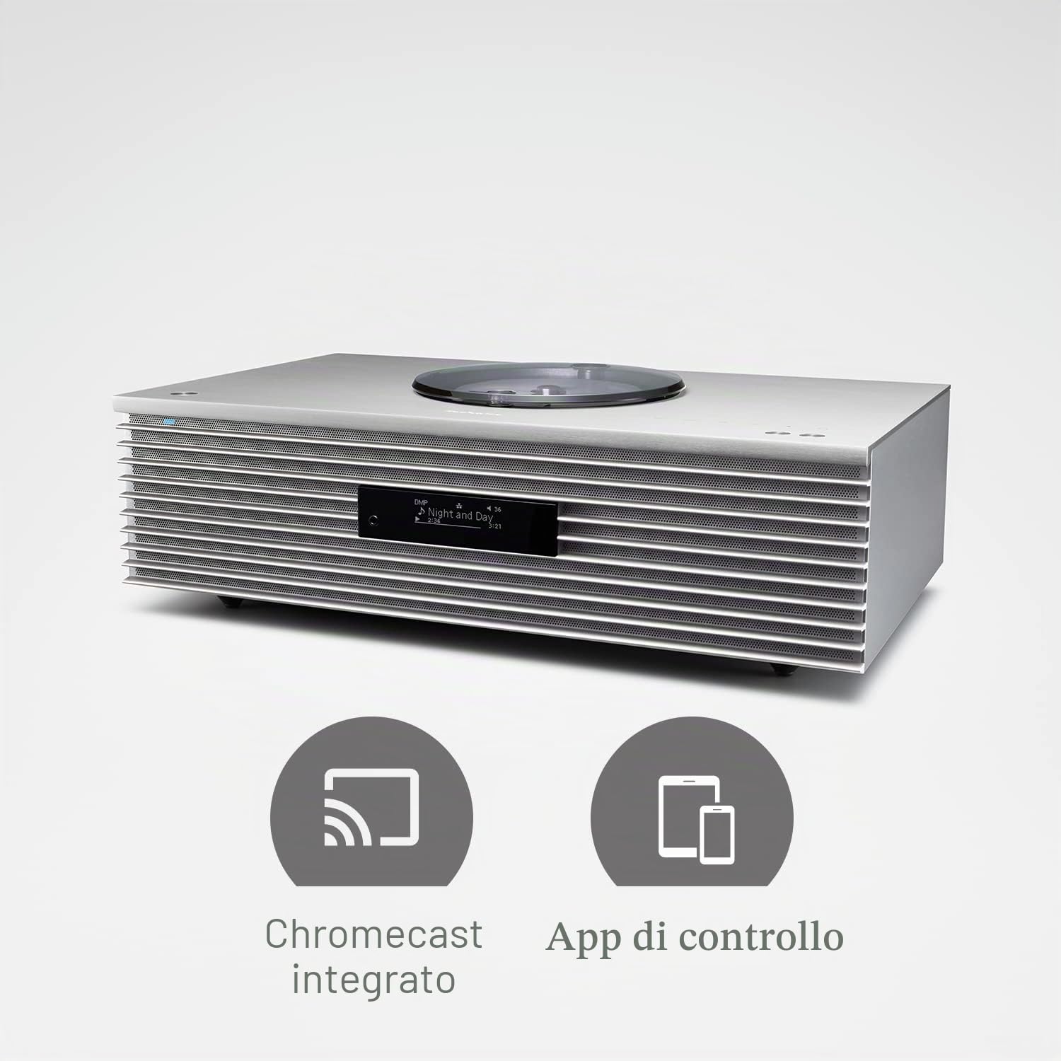 Technics SC-C65EG-S Sistema Musicale All-in-One con Lettore CD, Radio DAB+, Bluetooth, Wi-Fi, Argento