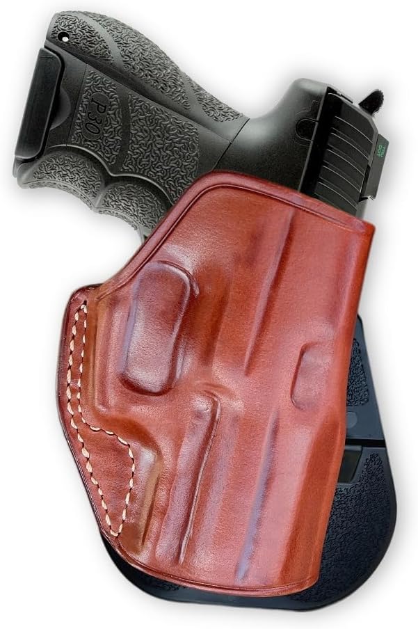 Masc Premium Leather OWB Paddle Holster Open Top Fits, HKP30 3.85-inch, Right Hand Draw, Brown Color #1027#