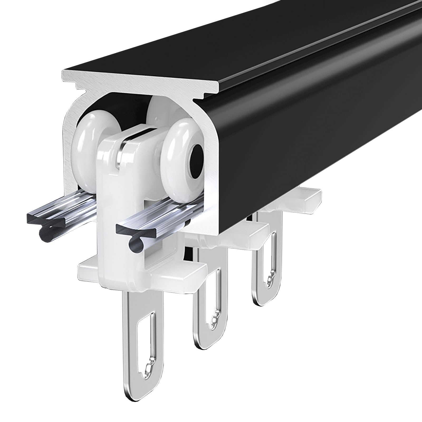 Heavy Duty Curtain Track Rail Curtain Single Tracks Ceiling or Wall Mounting Aluminum Curtain Rods for Install Home Office Windows Room Divider Partition Curtain (50-600cm) (Color : Black, Size : 35