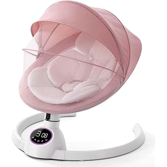 Bouncer Electric Rocking Chair with Music Playback Function Auto Swing Optimal Relaxation Angle Ally for Mom and Dad All-Season Design SGS Certified Pink
