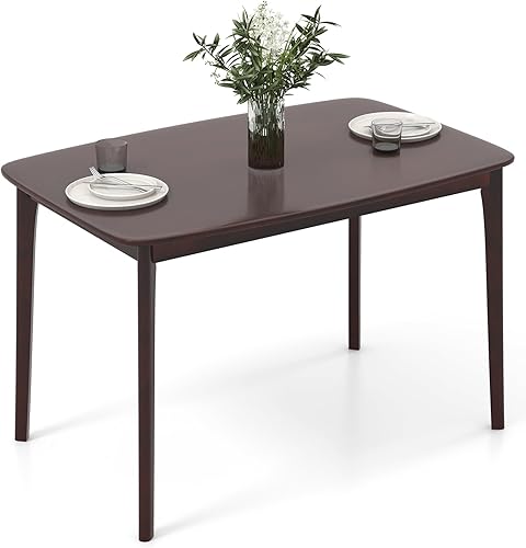 Giantex Mesa de comedor rectangular de madera de 48 pulgadas de largo, mesa de cocina de madera de goma maciza, mesa de comedor de granja, muebles