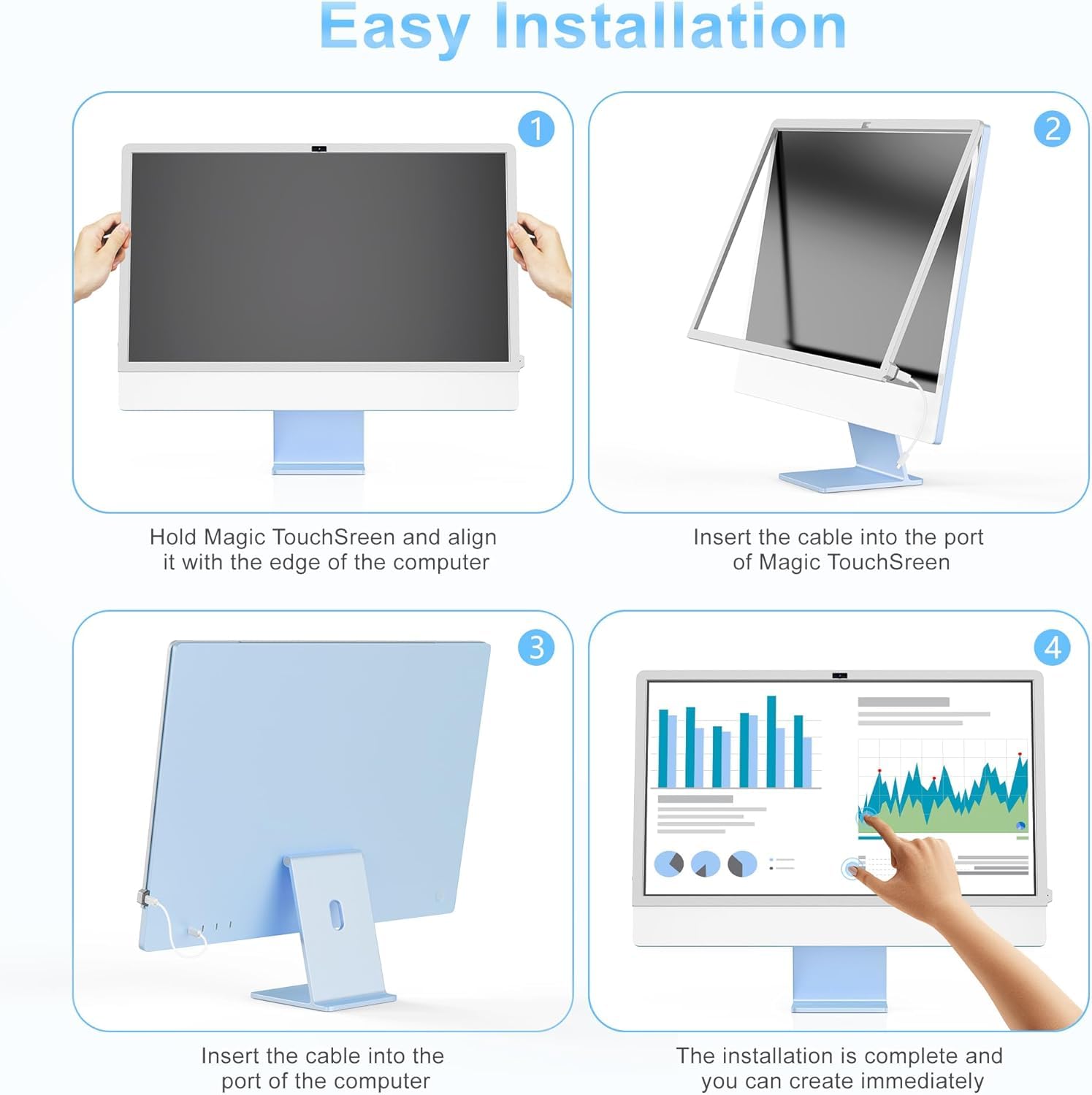 Keenhot Trackpad Touchscreen Frame for iMac, High-Precision Touchpad Support Multi-Gesture, Ultra Slim Touch Screen Activator for iMac M1, M3, M4 (Stylus Pen incluido)