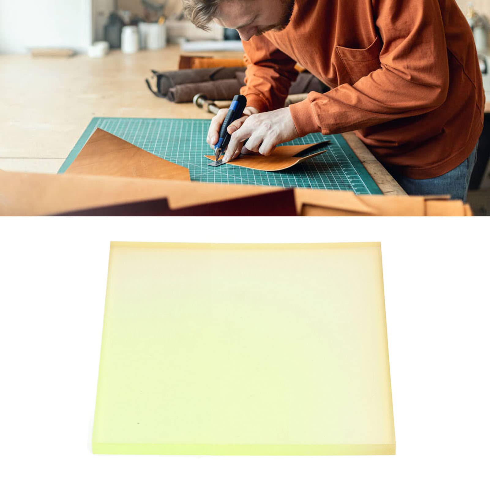 Pannello di protezione per utensili ammortizzante - Pannello per stampaggio in pelle PU e tappetino per perforazione - Tappetino elastico in poliuretano 200 x 150 x 8 mm per (300 * 300 * 15mm)