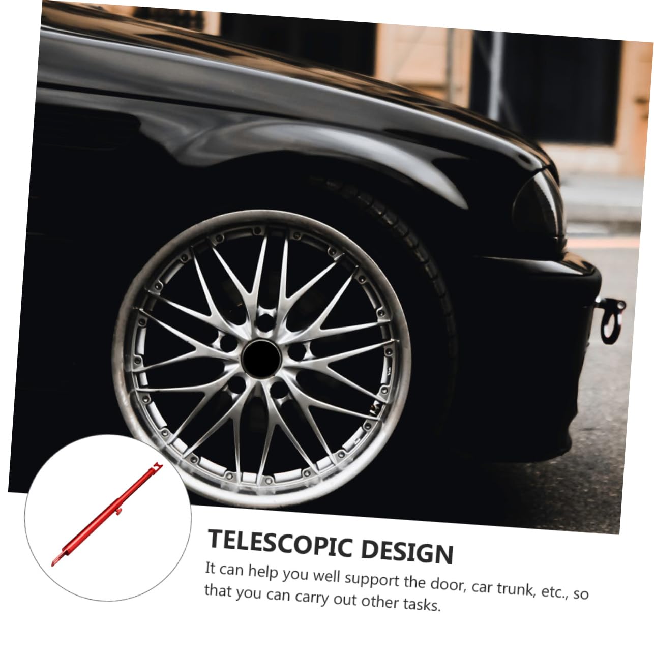 CALLARON Tige de Support Télescopique Large Gamme D'utilisation en Acier Inoxydable Rouge Accessoire Auto Rétractable pour Polissage Voiture pour Coffre et Porte