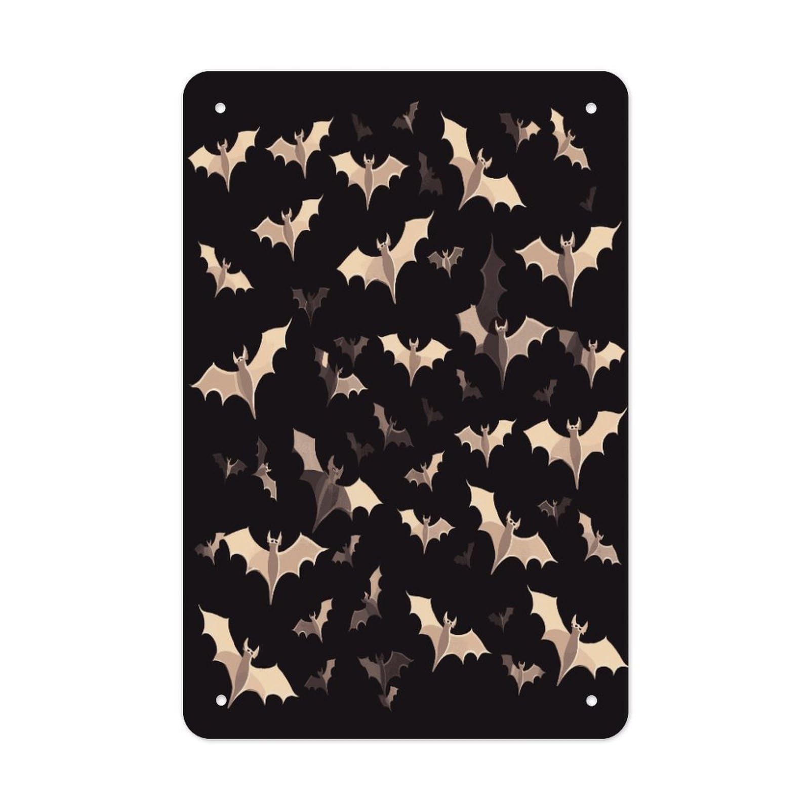 Btcowzrv Style Halloween Flying Bats Metal Tin Sign Wall Decor Hanging Plaque