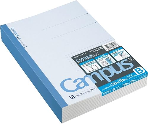 Kokuyo Campus - Cuaderno B de 024 pulgadas rayado B5 7 x 98 pulgadas 30 hojas 35 líneas azul Japan Improt paquete de 10 NO-3BNX10