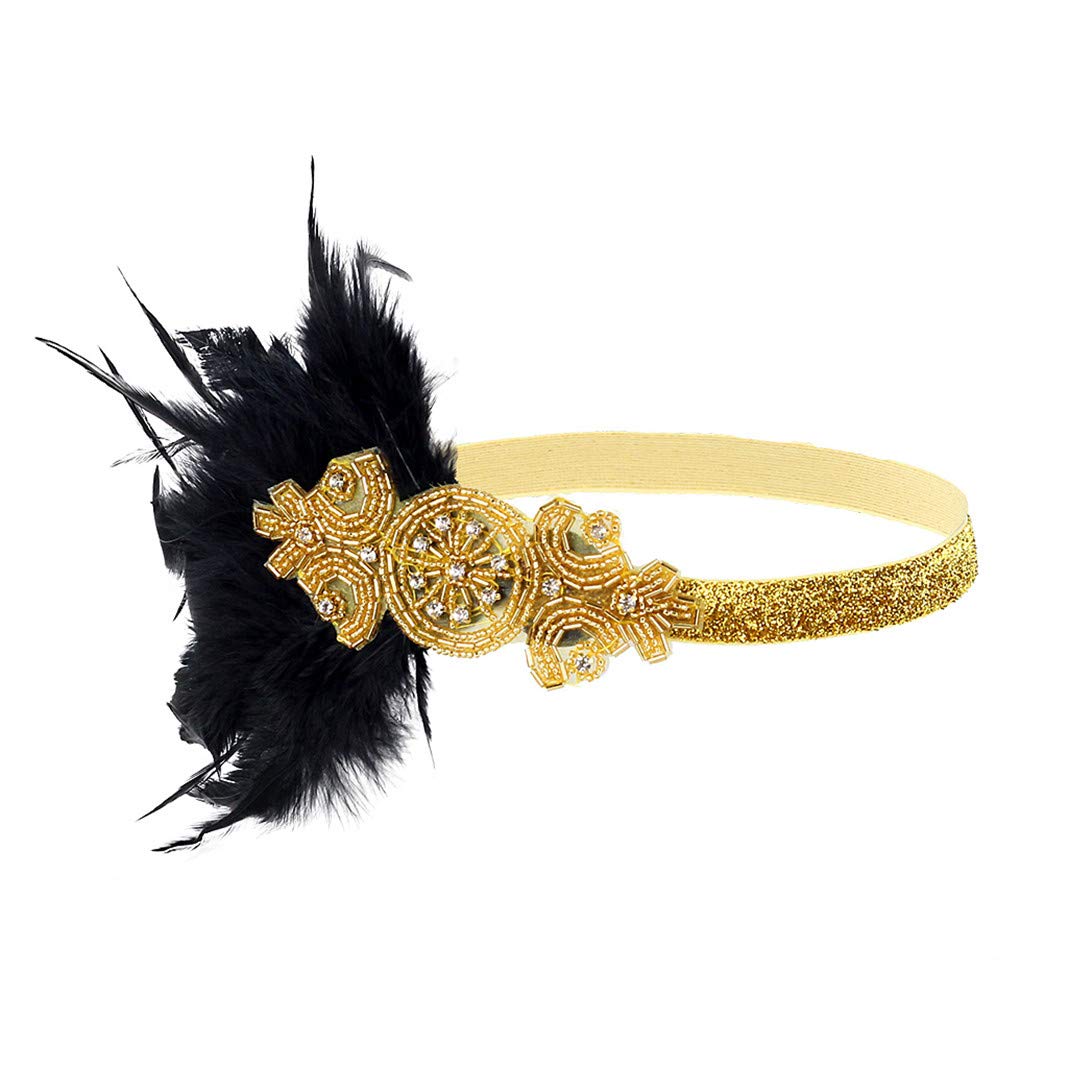 1920s Headpiece Great Gatsby Accessories Flapper Headband Wedding Headpieces for Bride Roaring 20's Art Deco Hair Clip