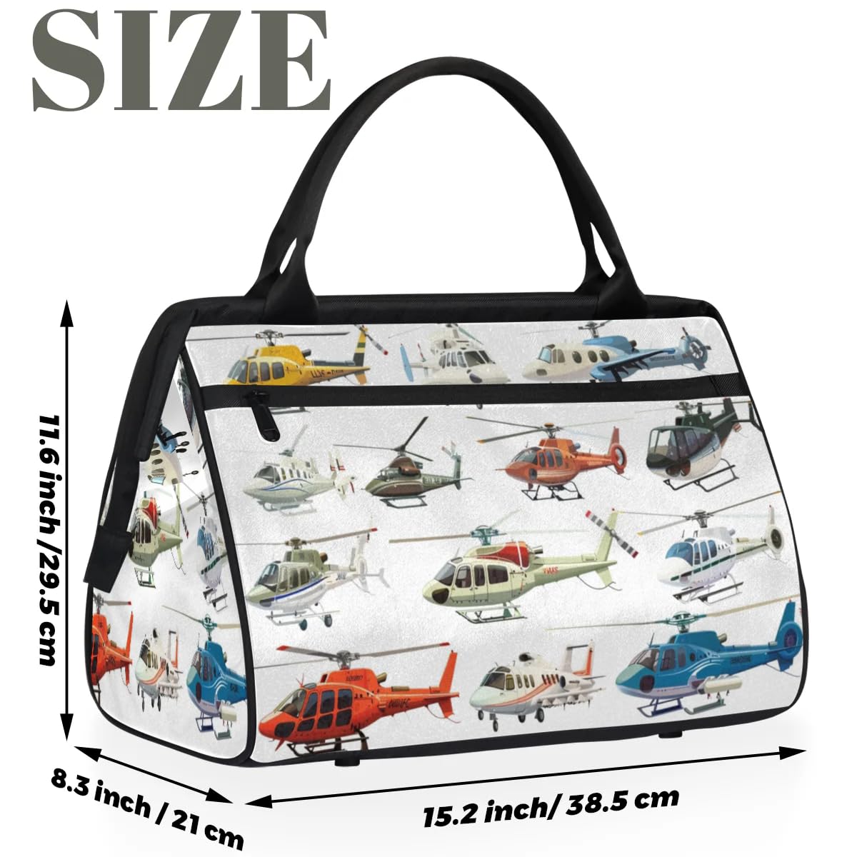 Reisetasche mit Flugzeug-Hubschrauber, für Damen, Herren, Kinder, Jungen, Mädchen, Wochenende, Übernachtung, 24 l, für Sport, Fitnessstudio, Yoga, farbe, Big, Taschen-Organizer