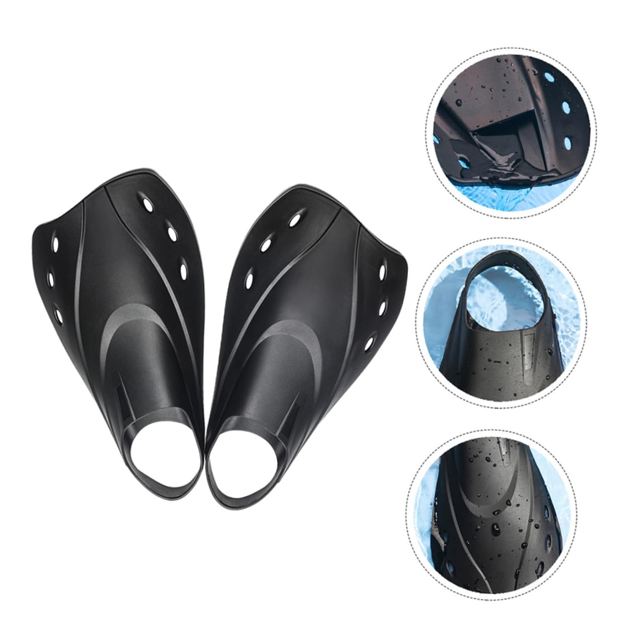 Hemobllo Aletas Cortas Ligeras y Portátiles Ajustables para Natación y Esnórquel con Bolsillo Flexible de Ideales para Piscina y Entrenamiento de Adultos