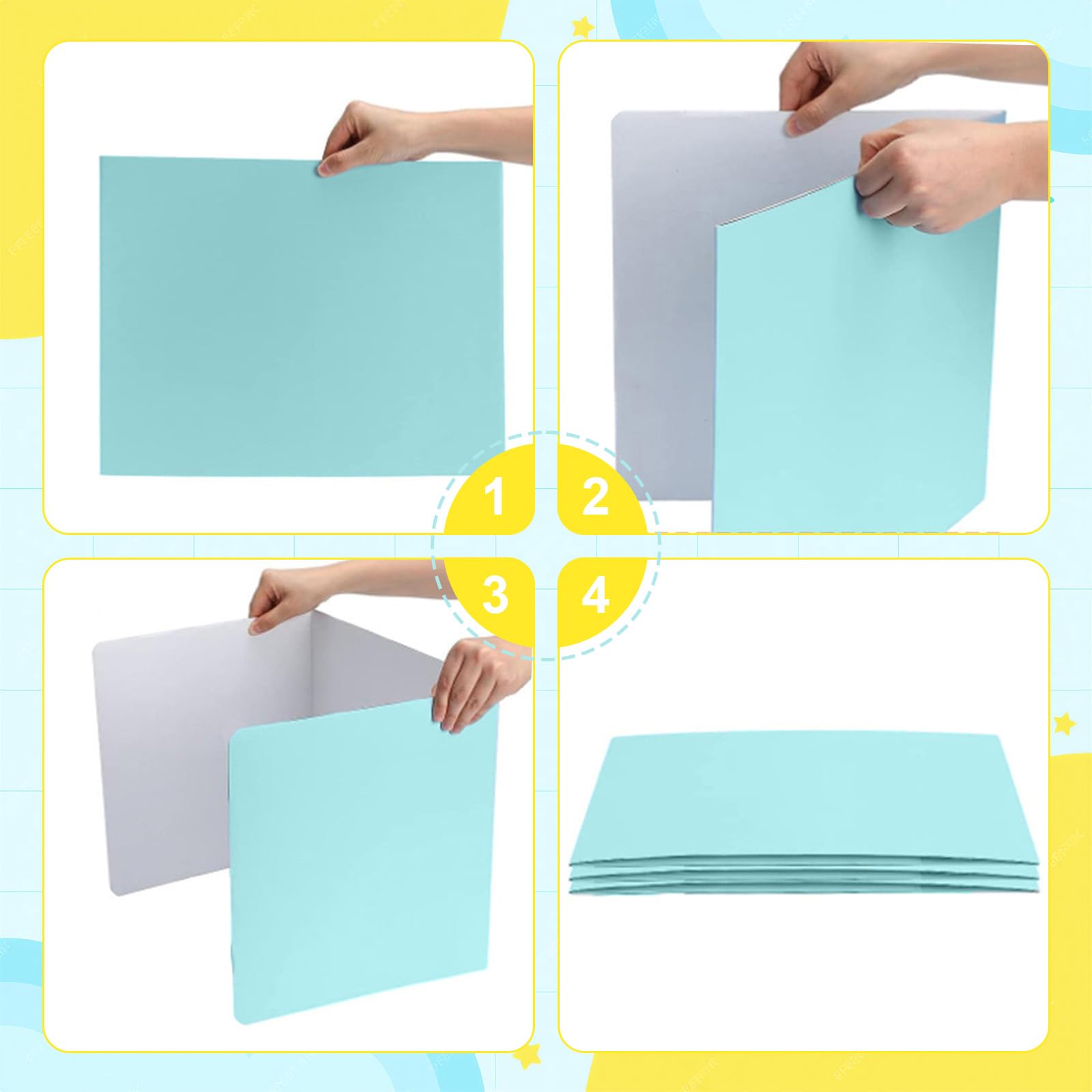 Foonary Lot de 5 cloisons de séparation de bureau portables en forme de U - Séparateur de bureau pliable pour bureau d'étude, école, bureau et bibliothèque