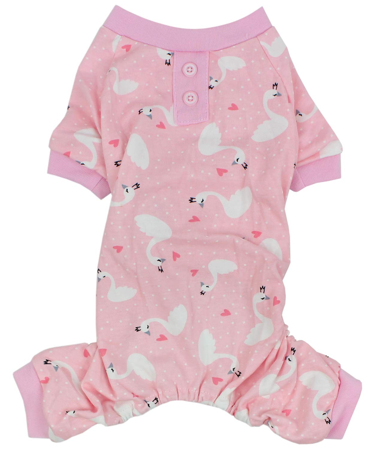 Grenouillère pour chien XS tenue quotidienne motif cygne rose