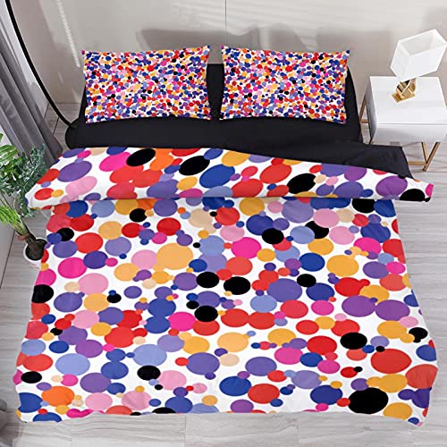Duvet Cover Set Colorful Dotted Pattern Comforter Cover Kids Bedding Set, 1 Duvet Cover With 2 Pillow Shames For Teen #TOP2