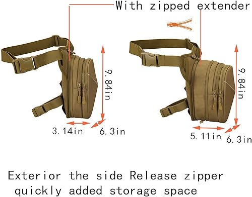 Miniatura 4 de Hdlsina Bolsa de pierna con caída de carcasa rígida reflectante a rayas en la cintura, ampliable, bolsa cruzada para viajes, deportes al aire libre,