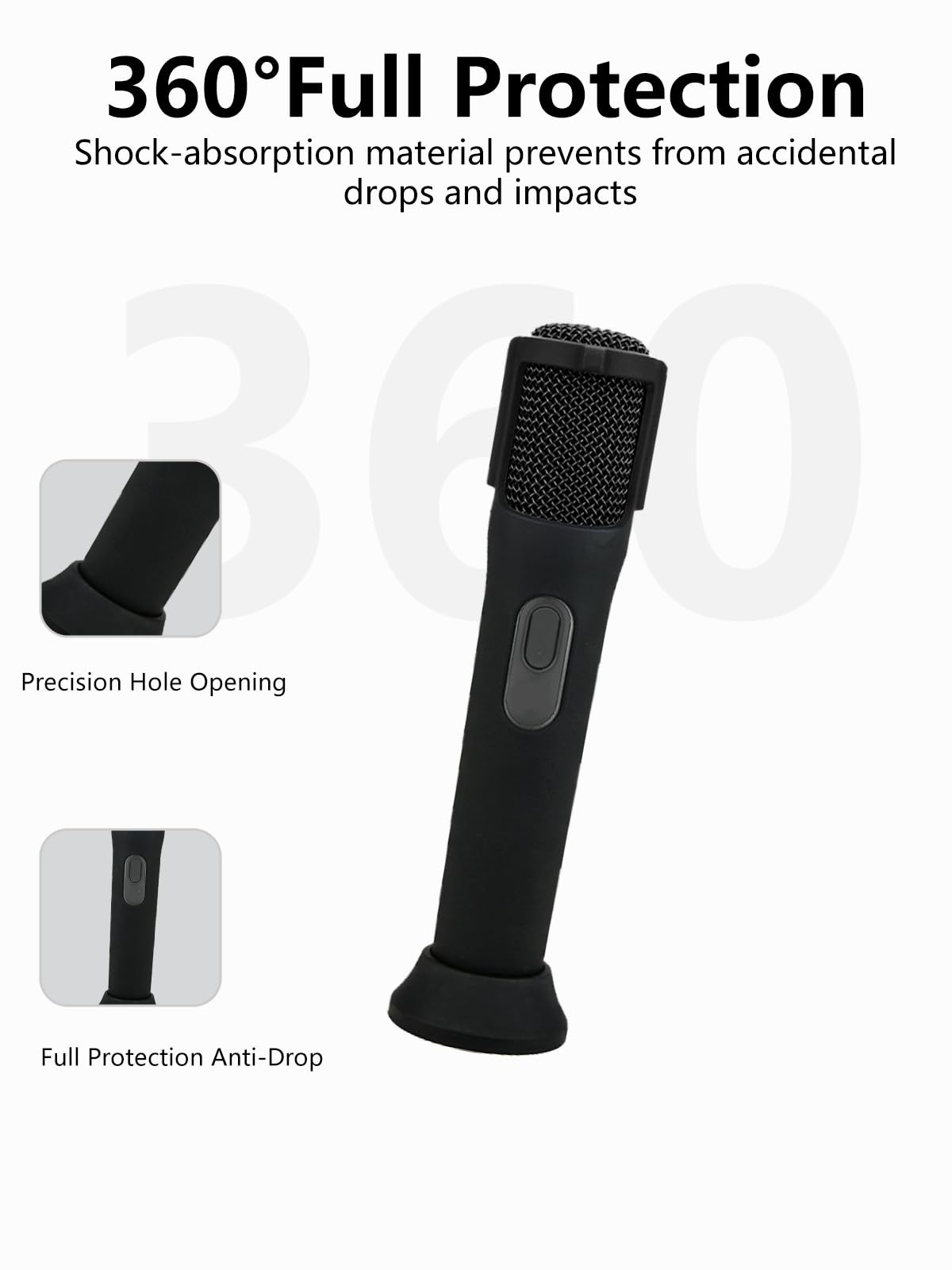 Lot de 2 coques de protection en silicone pour microphone sans fil JBL PartyBox – Résistantes aux chocs, à la poussière et à l'eau pour une utilisation sans souci n'importe où, noir