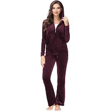 ANOTHER CHOICE Velour Tracksuit Women 2 Piece Zip-Up Velvet Sweatsuits Hooded Soft Jogging Set