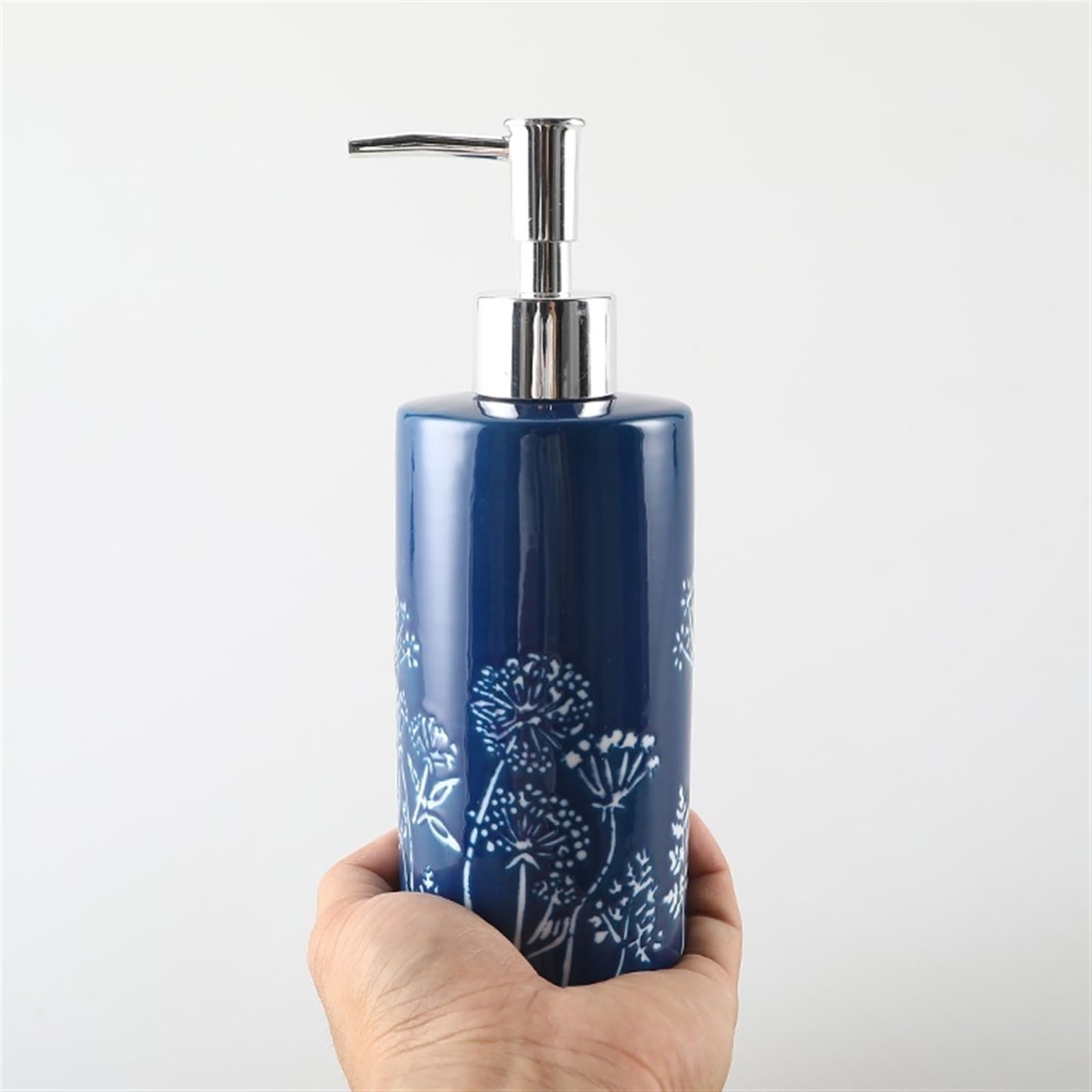 Dispenser di sapone Pompa di sapone da bagno per lozione shampoo piatto sapone blu Dispenser di sapone in ceramica per casa colonica Bagno Cucina Dispenser pompa a mano