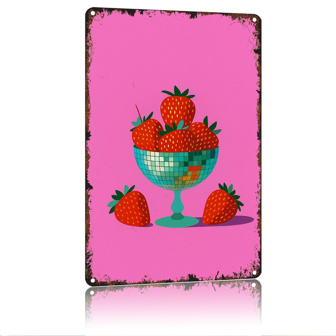 peiyeety Strawberries Funny 8x12 Inch Aluminum Vintage Metal Tin Signs-For Living Room Kitchen Bedroom Patio Porch Men'S Nest Wall Decor