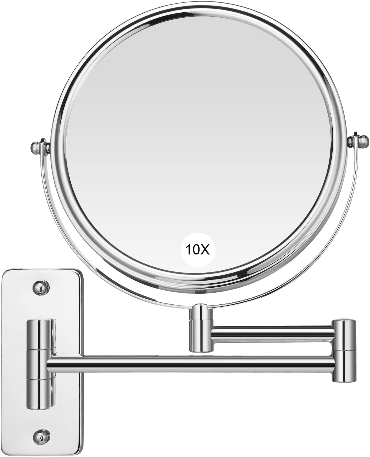 Magnifying Mirror,Makeup Mirror Wall Mounted,8 Inch Magnifying Makeup Mirror,1X/10X Magnifying Mirror Wall Mounted,360 Rotation Vanity Mirror,Chrome Finish