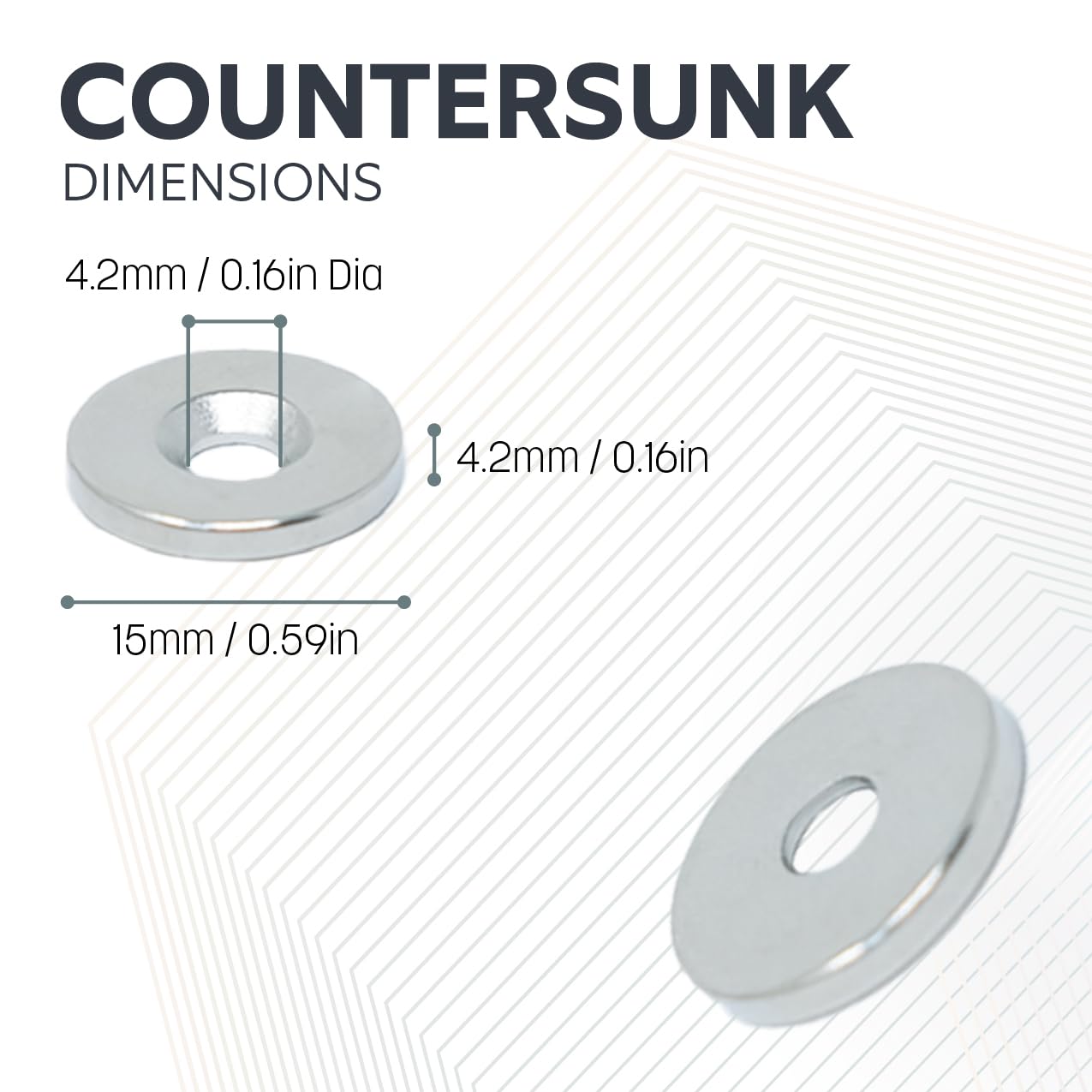 Neodym - Magnet Für Künste, Handwerk, Modellherstellung - 15mm Durchmesser x 2mm Dick x 4,2mm C/Senken - 2,6kg Zug - Süd - Pack von 80
