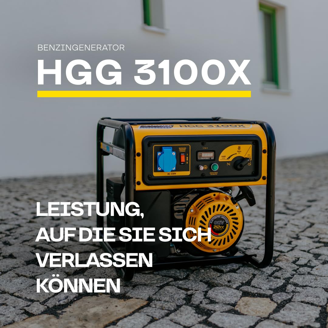 Generatore di corrente a benzina, 2,8 kW/3,3 kW, generatore di corrente silenzioso e portatile, unità di emergenza con AVR, durata 8 ore (con carico del 50%) e serbatoio da 9 l per casa, campeggio e