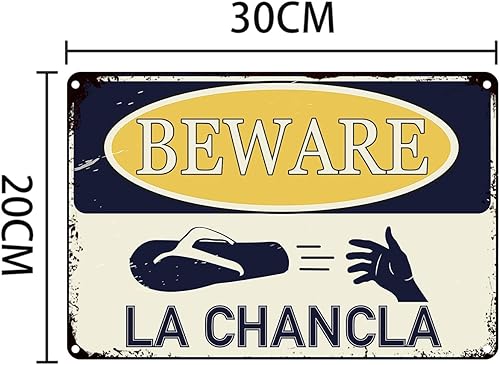 Miniatura 2 de Beware Of La Chancla - Cartel de lata divertido de 12 x 8 pulgadas, latino hispano, latino, latino, latino, latino, decoración del hogar, bodega