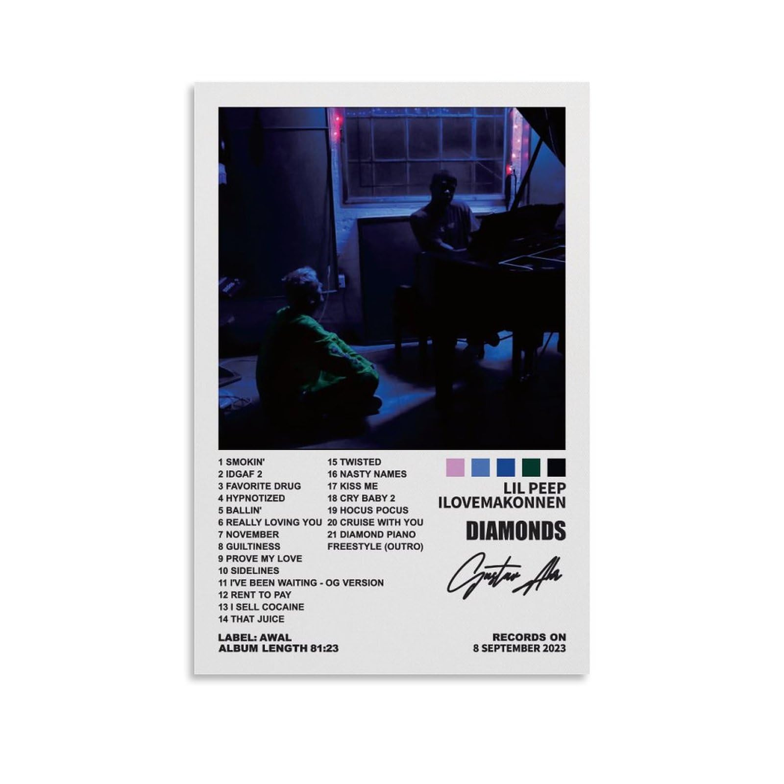 WATERA Lil Poster Peep Guts Album Diamonds Posters for Room Aesthetic Canvas Wall Art Bedroom Decor 12x18inch(30x45cm)