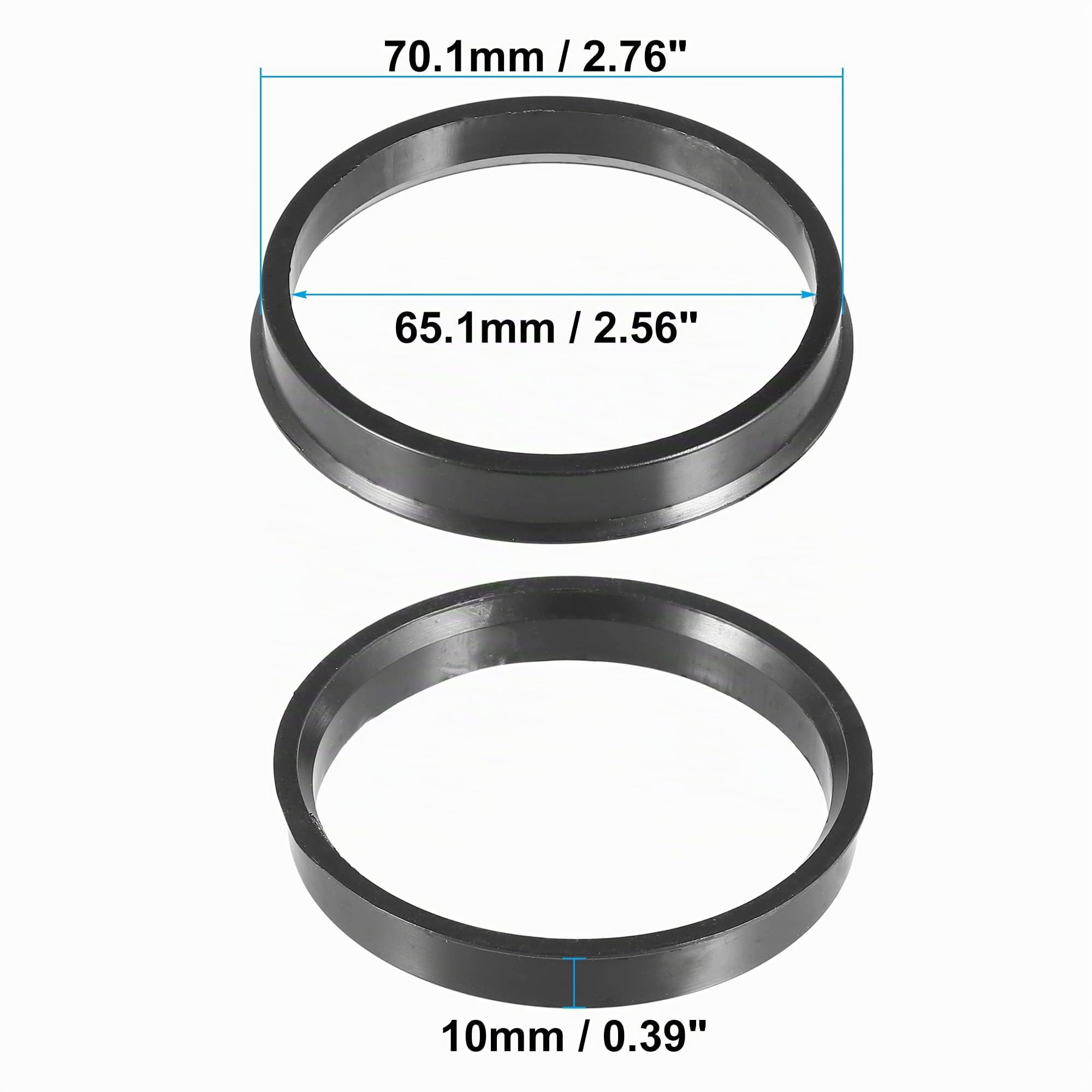 X AUTOHAUX Anillos Centrados De Cubo Negro 4 Pcs Universal Plástico | Material Plástico, 70.1mm Diámetro Exterior, 65.1mm Diámetro Interior, 10mm Grosor, Universal Para Coche, Ajuste Preciso