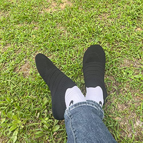 Image of QZKDM Lightweight Slip on Grip Indoor House Slippers Barefoot Non Slip Home Exercise Yoga Shoes for Men Women