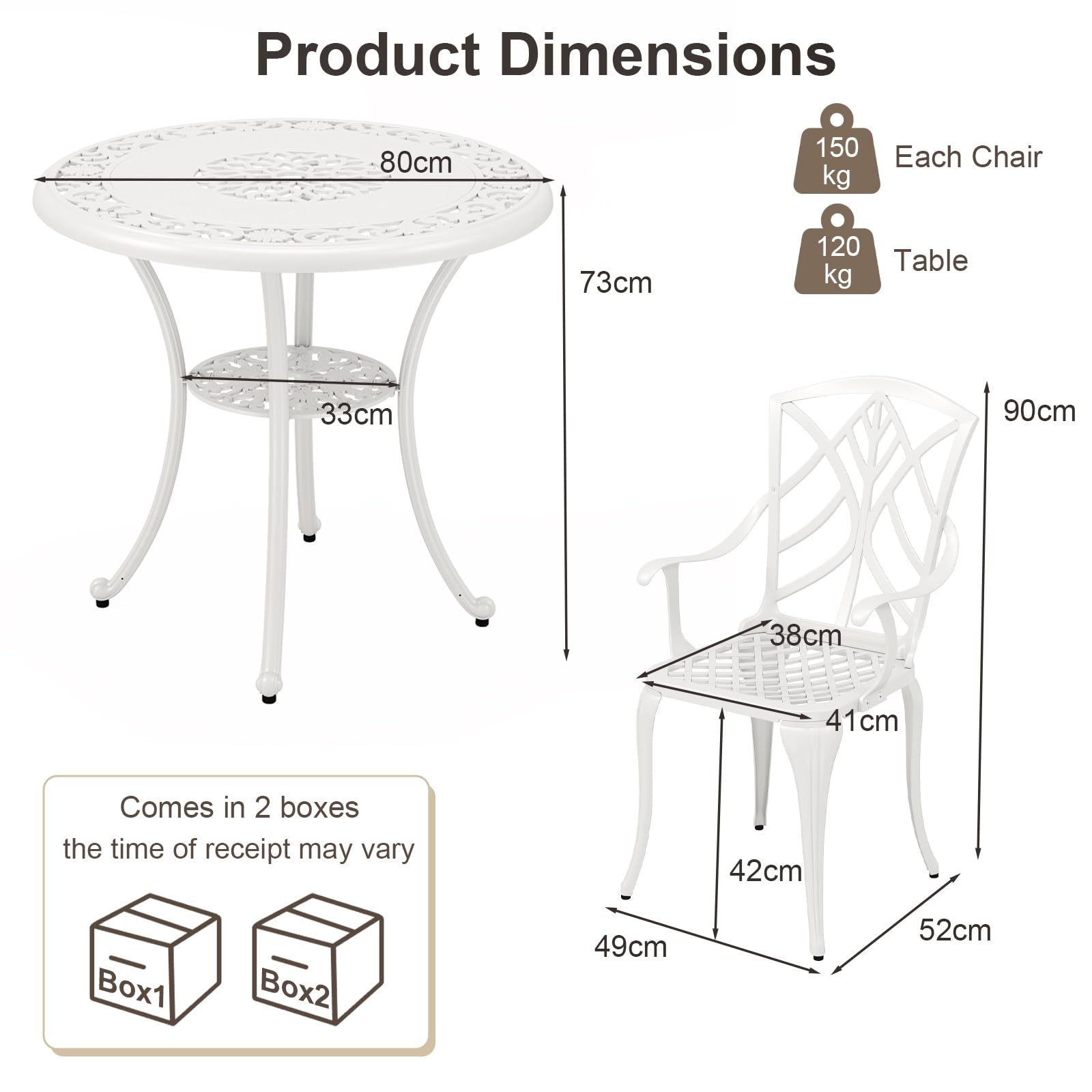 KOMFOTTEU Juego de Muebles de Jardín para 4 Personas, Conjunto de 4 Sillas y 1 Mesa con Agujero para Sombrilla, Juego de Bistró de Aluminio Fundido para Terraza, Balcón
