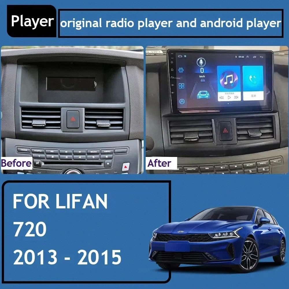 Radio Samochodowe Z Ekranem Dotykowym dla LIFAN 720 2013-2015 Steering Wheel Controls Radio Samochodowe Podwójne Fm Am Bluetooth Usb Android Auto Do, 4 Core 2G+32G