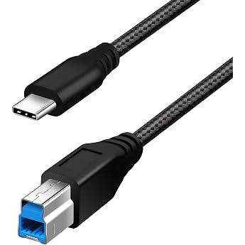 Fasgear Type C to USB B 3.0 Cable Nylon Braided USB C Male to Type B Male Cable 1 m Black