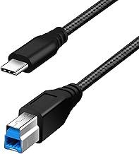 Fasgear USB C to USB B 3.0 Cable 3ft/1m: USB 3.0 Type C to Type B Printer Cable Nylon Braided Compatible with Docking Station External Hard Drivers Scanner (Black)