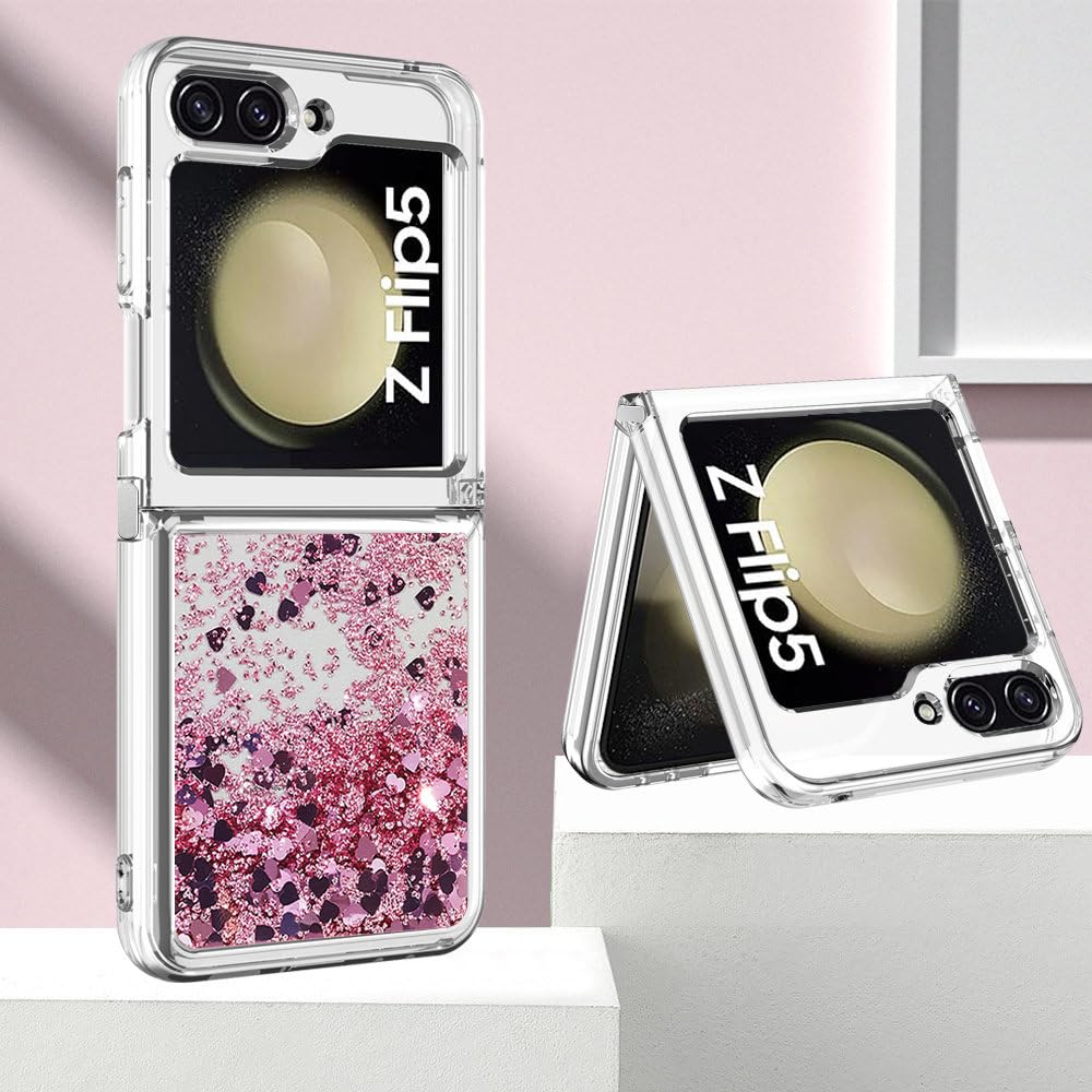 para Samsung ZFlip 5 4 3 5G Funda Glitter Quicksand para Samsung Galaxy Z Flip 5 Flip4 flip3 Funda con Bling de corazón de Amor Degradado, Z12, para Z Flip 3
