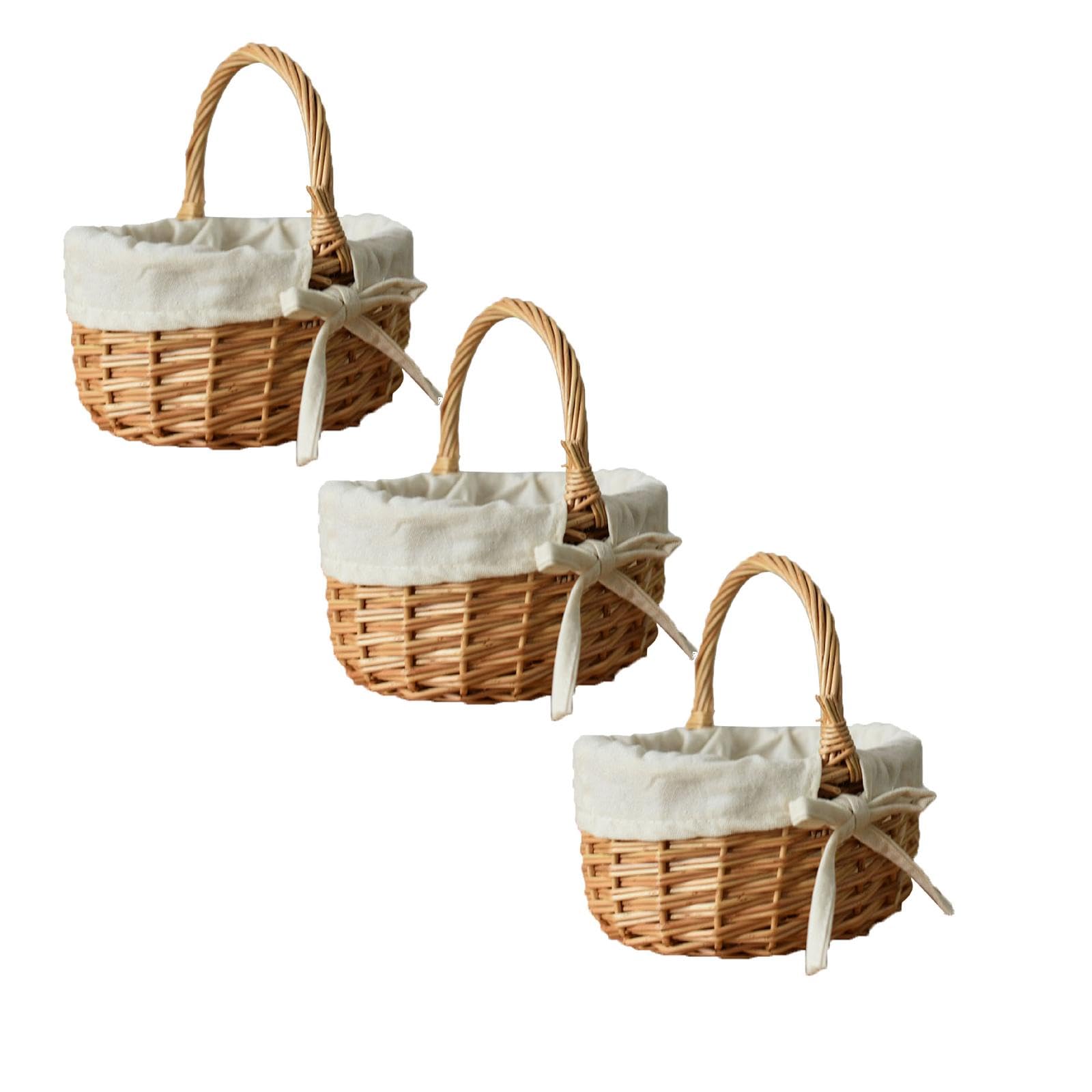 OsterköRbchen für Kinder, 1/2/3 Stücke Osterkörbchen mit Henkel, Blumenmädchen Korb, Geflochtener Korbs, Geschenk Korbs Klein, Osternest Kinder Korb Aufbewahrung Klein