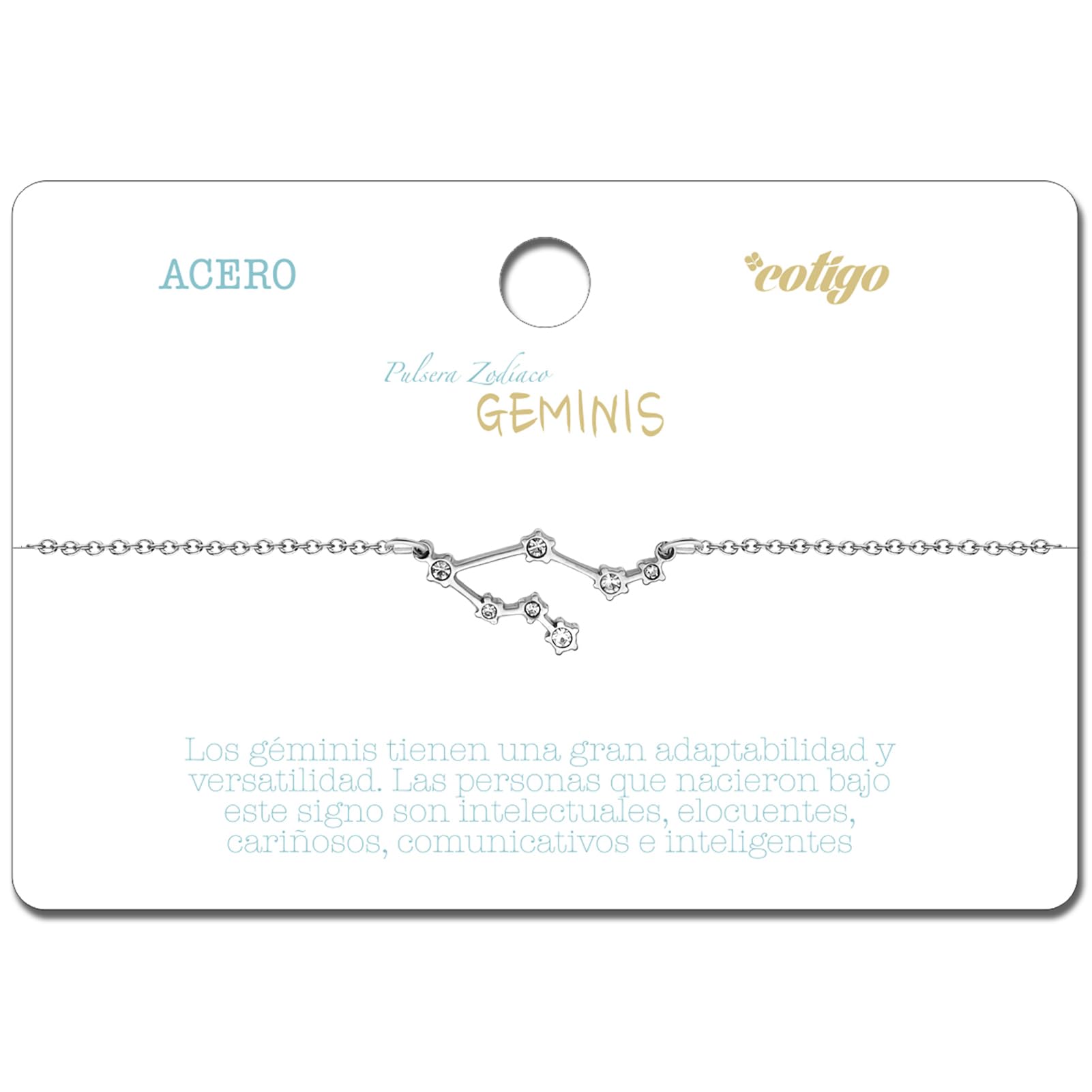cotigoPulsera Signo Zodiaco Acero Inoxidable, Pulsera Horóscopo con Circonita - 12 Pulseras Constelaciones Joyería Astrología para Mujer