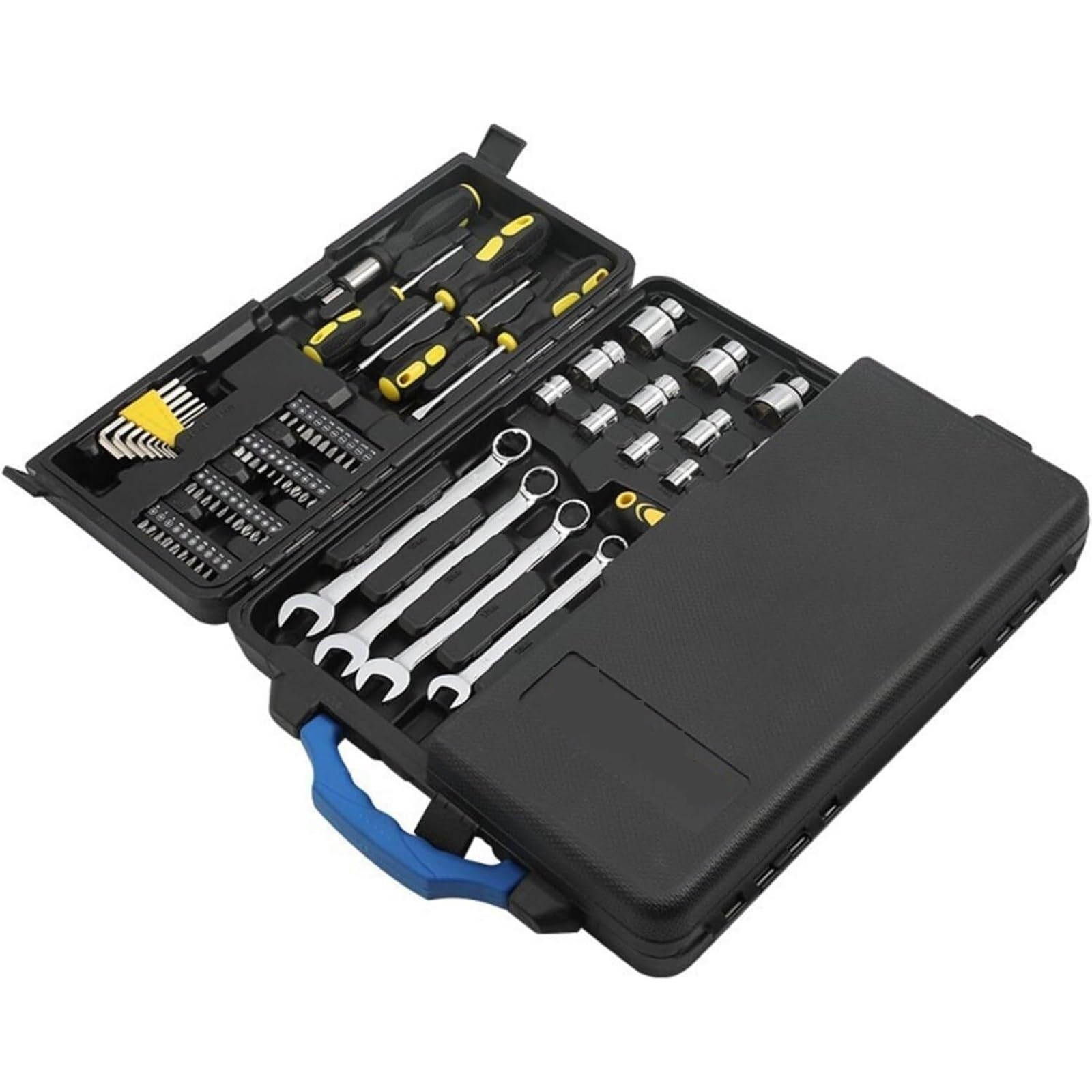 Set di attrezzi meccanici 110 pezzi - Kit di attrezzi meccanici con punte - Chiavi inglesi, custodia con impugnatura a cricchetto for riparazione auto