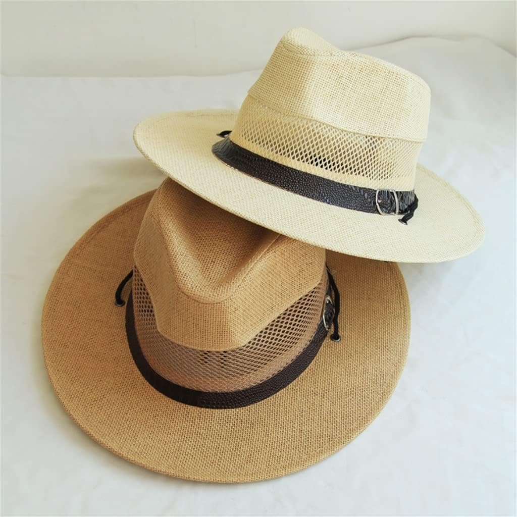 HBJWOV Jazz Hat Men's Hat Hat British Retro Hat Outdoor Wide Brim Sunscreen Sun Hat(Black)
